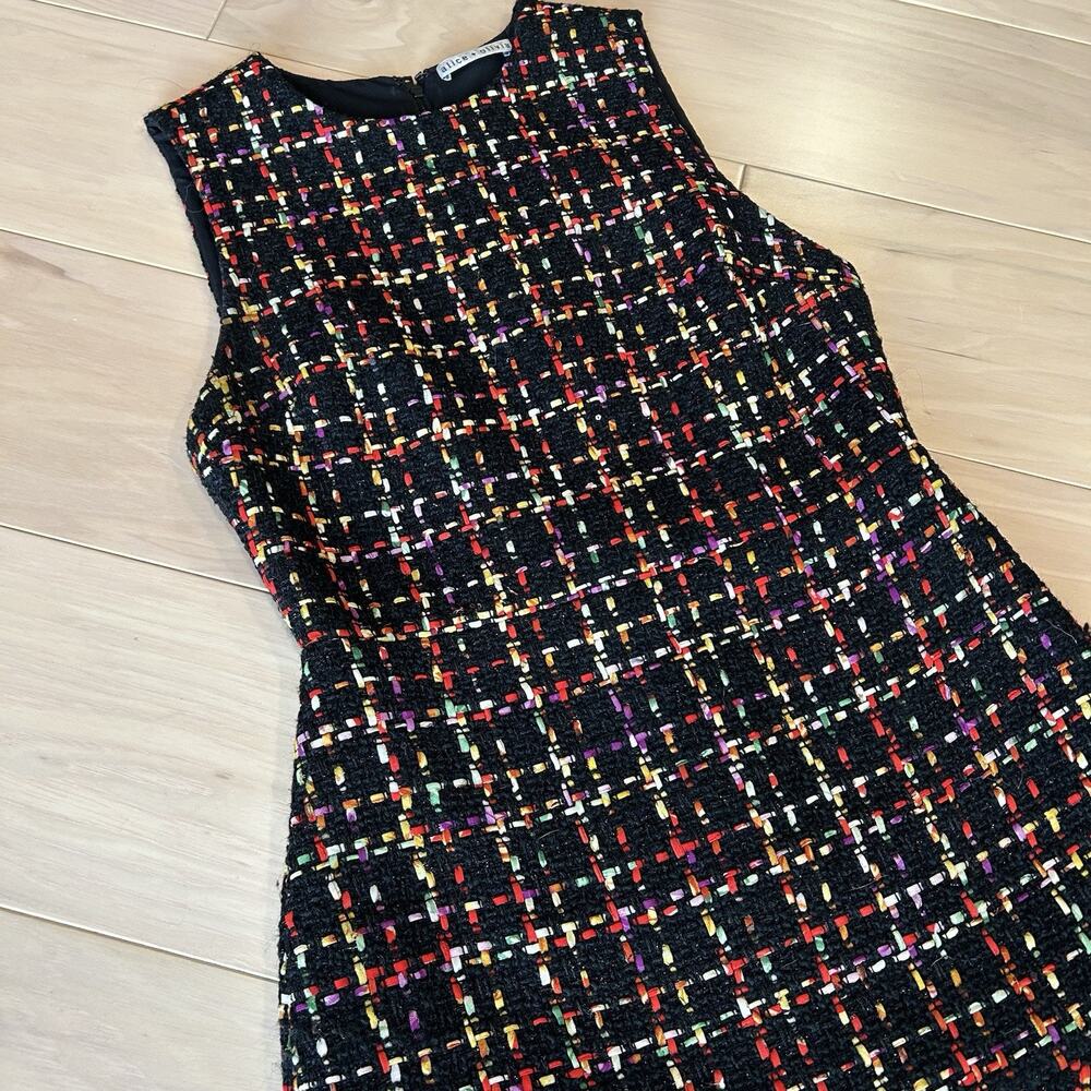 Alice + Olivia Sonny Tweed Ruffle Dress Sleeveless Women’s 6 - Picture 3 of 7
